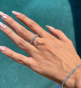 Women's New Design 925 Sterling <b>Silver</b> Gold Plated <b>Eternity</b> <b>Ring</b> Engagement Wedding Anniversary Jewelry Gift Moissanite Stone - Product Image 3