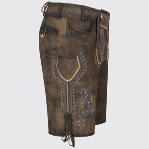 Pantalon court authentique en toile de style formel foncé avec design à motif genouillère, en cuir bavarois de la meilleure qualité pour hommes, vente en gros - Product Image 4