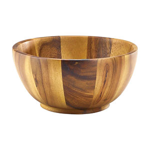 Bol à salade rond classique en bois, écologique, fait à la main, articles de cuisine, décoration de la maison, accessoires de salle à manger, passe au lave-vaisselle, durable - Product Image 4