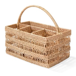 Weaving rattan utensil holder stand kitchen rack <b>drawer</b> <b>storage</b> hand-crafted silverware basket - Product Image 1