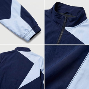 Survêtement sportif pour homme bleu marine et blanc à blocs de couleur, manches longues, fermeture éclair sur le devant, coupe classique, idéal pour le printemps - Product Image 6