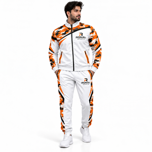 Conjunto Deportivo RONAL SPORTS para Hombre, Manga Larga, Estampado de Camuflaje, Estilo Deportivo Informal, para Correr, Blanco, Naranja, Negro, Ropa de Otoño - Product Image 3