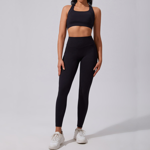 2026 Women's Yoga Set 2-Piece High-Waisted Quick Dry Spandex/Nylon Front Logo Gym Fitness Wear - Product Image 5