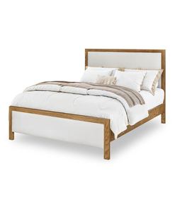 Transitional Queen Upholstered Bed <b>Frame</b> Fabric Headboard Footboard Wood <b>Oak</b> Soft Bed Platform Design - Product Image 4