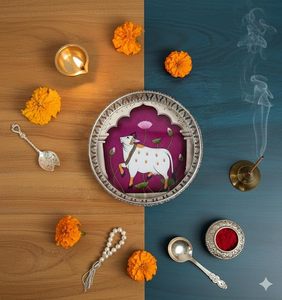 Plateaux et pots Pichwai en argent allemand, motifs Art Déco variés, pour décoration intérieure, cadeaux de mariage indien, cadeaux de Diwali, cadeaux de remerciement indiens - Product Image 1