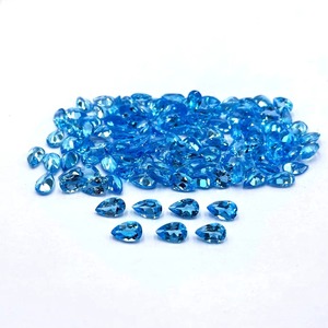 Topacio Azul Suizo Natural, Corte Pera, Piedras Sueltas de 5mm y 7mm, Topacio Azul Facetado, Venta al Por Mayor para Fabricación de Joyería - Product Image 3