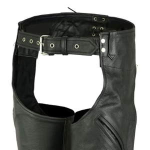 Guêtres de moto en cuir pour hommes, protection intégrale des jambes, sangles réglables, fermetures éclair latérales et style classique - Product Image 4