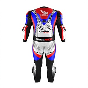Traje de cuero prémium para hombre, mono de moto de una pieza para carreras con protectores, ideal para el día de pista, con joroba - Product Image 2
