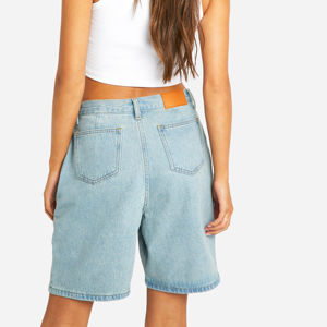 Shorts de mezclilla casuales de verano para mujer, cintura alta, con botones, estilo Bermuda, tela suave y duradera. - Product Image 2