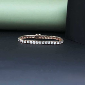 Luxurious 925 Silver Diamond Tennis <b>Bracelet</b> Round Brilliant Cut Prong Setting Classic Geometric Design Wedding Jewelry - Product Image 2