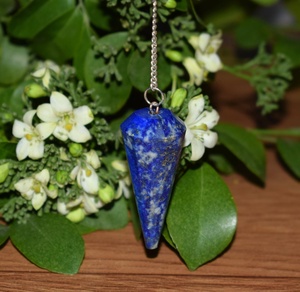 Pendule de guérison en pierre précieuse naturelle en lapis-lazuli, pendule en cristal - Product Image 2