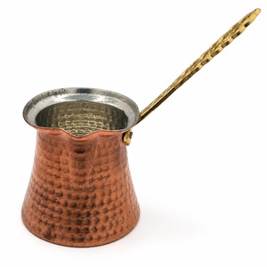 Coffret de 3 cafetières turques en cuivre artisanal Cezve Ibrik avec poignées en laiton doré, design oriental traditionnel - Product Image 3