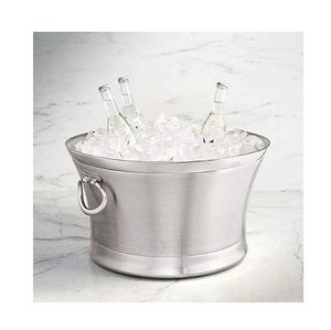Elegante Recipiente para Bebidas Plateado – Enfriador de Bebidas Contemporáneo de Aluminio Cepillado – Tazón de Hielo Cónico Minimalista para Eventos - Product Image 2