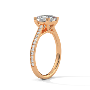 Bague de Fiançailles Solitaire pour Femme en Or Rose 14K Massif, Diamant de Laboratoire Taille Princesse Brillant, Pavé, Certifié GRA - Prix de Gros - Product Image 2