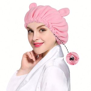 Gorro de dormir de forro polar con orejas bonitas, estilo sencillo para el hogar, material con forro de satén, cálido, cortavientos, gorro de invierno, gorro de ducha, regalo familiar - Product Image 3