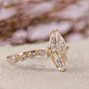 แหวนหมั้นและแต่งงานสำหรับผู้หญิง Vivian Marquise Unique ทอง 10K 14K 18K เพชร 1 กะรัต 2 กะรัต 3 กะรัต 4 กะรัต 5 กะรัต IGI สี D ระดับความสะอาด VS1 เพชรเพาะเลี้ยง - Product Image 1