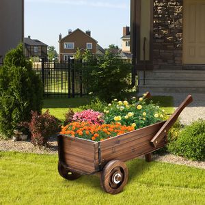 Jardinière en bois sur roulettes avec poignées et trou de drainage pour plantes d'intérieur - Product Image 2