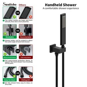 Set Doccia e Vasca da Bagno Nero Opaco a Parete con Doccetta per Camere da Letto Moderne - Product Image 5