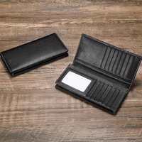 Dompet Kulit Asli Ringan Panjang Berkualitas Tinggi Desain Logo Kustom Gaya Fashion Layanan OEM Buatan Pabrik