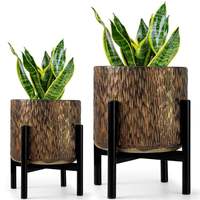 Pot Tanaman Logam Persegi Modern Set 2 Buah Ramah Lingkungan Tahan Lama untuk Ruang Tamu Teras Beranda Kebun Rumput Bunga