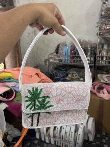 Bolso de hombro estilo bohemio indio para mujer, con cuentas, para fiesta, compras, noche, hecho a mano, con cierre de cremallera. - Product Image 2