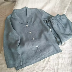 Unisex <b>Linen</b> Pajama Set Women Men Sleepwear Couple Nightgown Eco Sustainable Flax <b>Linen</b> Clothing Support Custom - Product Image 3