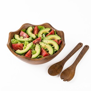 Handcrafted Jatoba <b>Wood</b> Round Bowl with Carved Edges | Wholesale Wooden Fruit Bowl - Product Image 3
