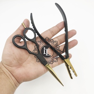 Alicates para Extensiones de Cabello con Tijeras, Recubrimiento en Polvo Negro Mate y Dorado Plasma, al Mejor Precio, Herramientas de Acero Inoxidable para Extensiones de Cabello - Product Image 2