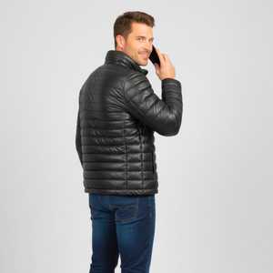 Veste rembourrée en cuir véritable de luxe, conçue pour la résistance hivernale, offrant une isolation avancée et un style raffiné. - Product Image 6