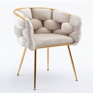 Fauteuil individuel moderne de luxe en velours pour chambre à coucher, idéal pour la détente, comme tabouret de coiffeuse ou table de manucure - Product Image 6