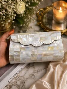 NEHA ENTERPRISES Luxury Handmade Modern Wood Clutch <b>Bag</b> with Mother of Pearl Inlay and Gold Accent Top Personalization - Product Image 6