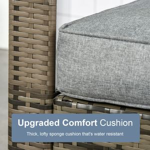 Set di mobili da giardino a 3 pezzi con sedie in vimini grigio, sedili imbottiti e tavolino portaoggetti - Product Image 6