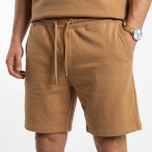 Ensemble décontracté deux pièces tricoté respirant pour homme, col rond, t-shirt et short, en polyester/coton, avec logo personnalisé, idéal pour la gym estivale - Product Image 4