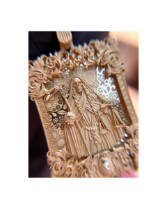 Pendentif Sainte Santa Muerte squelette personnalisé en or jaune 18 carats serti de diamants, style vintage Hip Hop, bijoux religieux pour hommes et femmes - Product Image 3