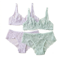 Ensemble soutien-gorge sexy en dentelle florale sans bretelles pour femme, avec bonnets 3/4 ultra-fins, sans rembourrage, à armatures et effet push-up