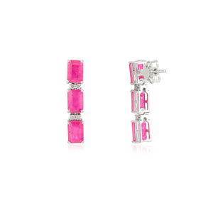 Pendientes Elegantes de Diseño Clásico con Rubí y Diamante en Oro Blanco Sólido de 14K, Regalo de Aniversario, Piedra de Nacimiento de Julio - Product Image 5