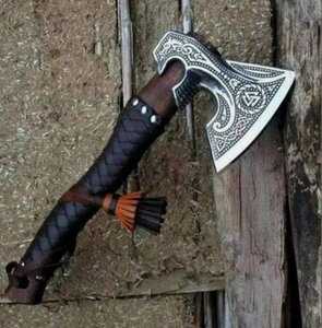 Custom Handmade Viking Bearded High Carbon Steel Felling <b>Axe</b> Steel <b>Handle</b> | Industrial Grade Hatchet for Lumber Cutting Firewood - Product Image 3