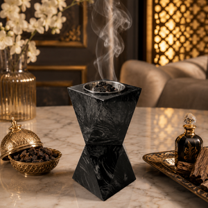 Porte-Bakhoor en résine géométrique pour cadeau de l'Aïd, brûleur d'encens arabe texturé marbré, diffuseur de parfum d'ambiance pour salon et bureau - Product Image 4