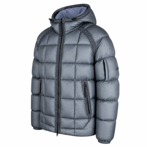 Men's <b>Silver</b> Grey Eco-friendly Anti-Bacterial Heated Front Logo Waterproof Hooded <b>Puffer</b> <b>Jacket</b> Windproof Zipper Closure Casual - Product Image 5