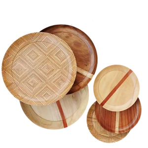 Bandeja de Servir de Madera Natural Color Marrón para el Hogar y Hoteles, Utensilios de Cocina, para Servir Alimentos y Bocadillos, Hecha a Mano - Product Image 3