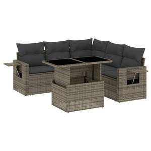 Ensemble de canapés de jardin en rotin PE gris et acier thermolaqué avec verre trempé, mobilier de patio durable - Product Image 2