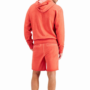 Conjuntos de dos piezas de alta calidad: Sudadera con capucha y pantalones cortos de color liso, corte holgado, lisos, con efecto lavado ácido, para hombre. - Product Image 6