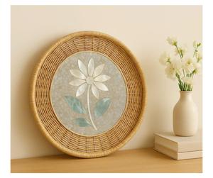 ถาดเก็บของหวายทำมือราคาโรงงาน ประดับเปลือกหอยมุก ผลิตในเวียดนาม - ถาดจัดระเบียบสำหรับผู้ซื้อขายส่ง - Product Image 4