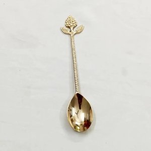 Cuillère à thé en laiton au design classique, avec poignée décorée de feuilles de palmier dorées, idéale pour les hôtels et la vaisselle de table. - Product Image 6