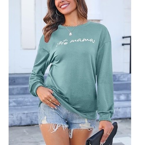 New Collection Luxury Long Sleeve Neck Shoulder Slope Printed Comfortable Casual Women's Cotton Sweatshirt Winter Custom Front - Product Image 2
