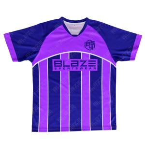 เสื้อฟุตบอล/ฟุตบอลสีฟ้าแบบระเหิดผ้าโพลีเอสเตอร์100% แห้งเร็วระบายอากาศได้ดีกำหนดโลโก้และชื่อได้ตามต้องการ - Product Image 1