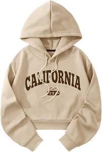 Sweat-shirt à capuche court à manches longues pour femme, motif graphique, avec cordon de serrage sur le devant, idéal pour l'hiver (ODM) - Product Image 5