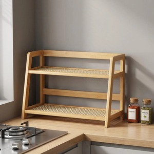 <b>2</b> Tier Wooden Display Organizer <b>For</b> <b>Kitchen</b> Organization And Home Storage Rack Tabletop Decorative Utility Stand From India - Product Image 6