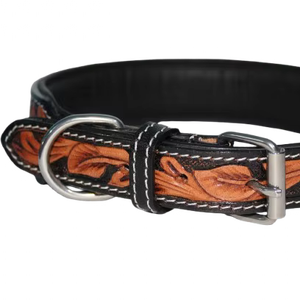 Collier pour chien en cuir vintage style western, embossé, style ranch, fabriqué par Divine International India. - Product Image 1