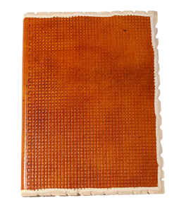 Carnet en cuir artisanal à couverture rigide avec motif en toile de jute gaufré sur la couverture avant, couleur caramel, vente en gros - Product Image 1